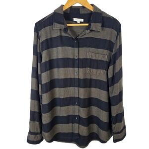Beach Lunch Lounge‎ Women's L Striped Long Sleeve Collared Button Up Rayon Shirt